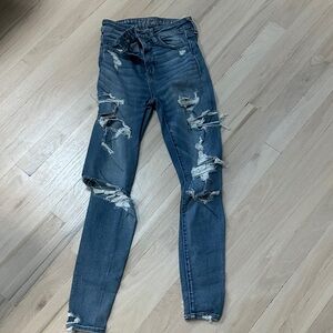 American Eagle Outfitters Ripped Blue Skinny Jeans